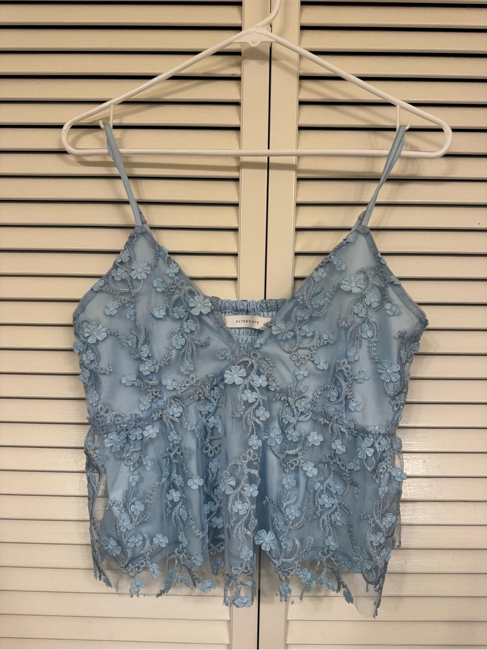 Altar'd State Sky Blue Floral Lace Camisole size medium